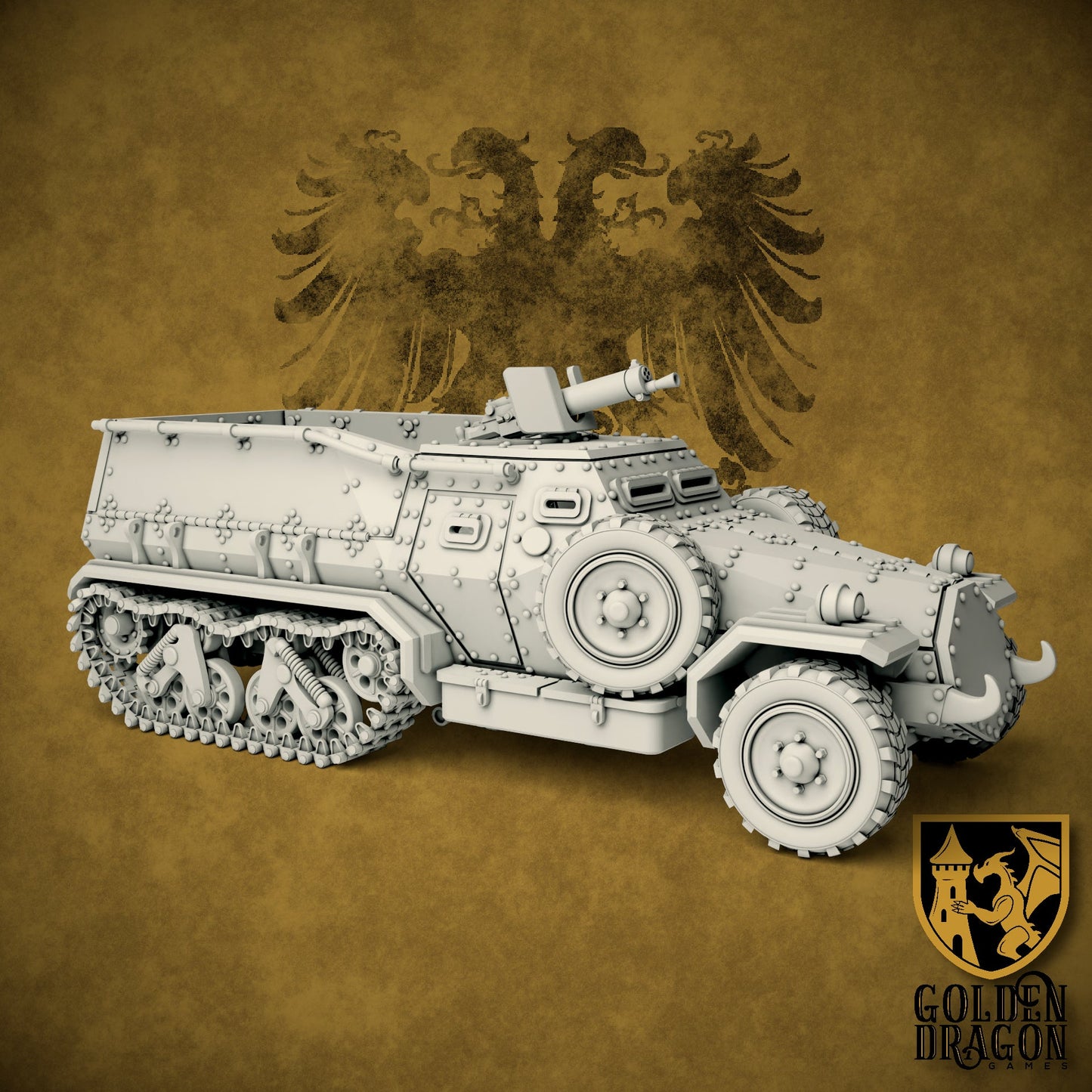 Holy Roman Empire 28M Wallenstein Armored Halftrack | Golden Dragon Games Weird WW2 Role Playing Miniatures