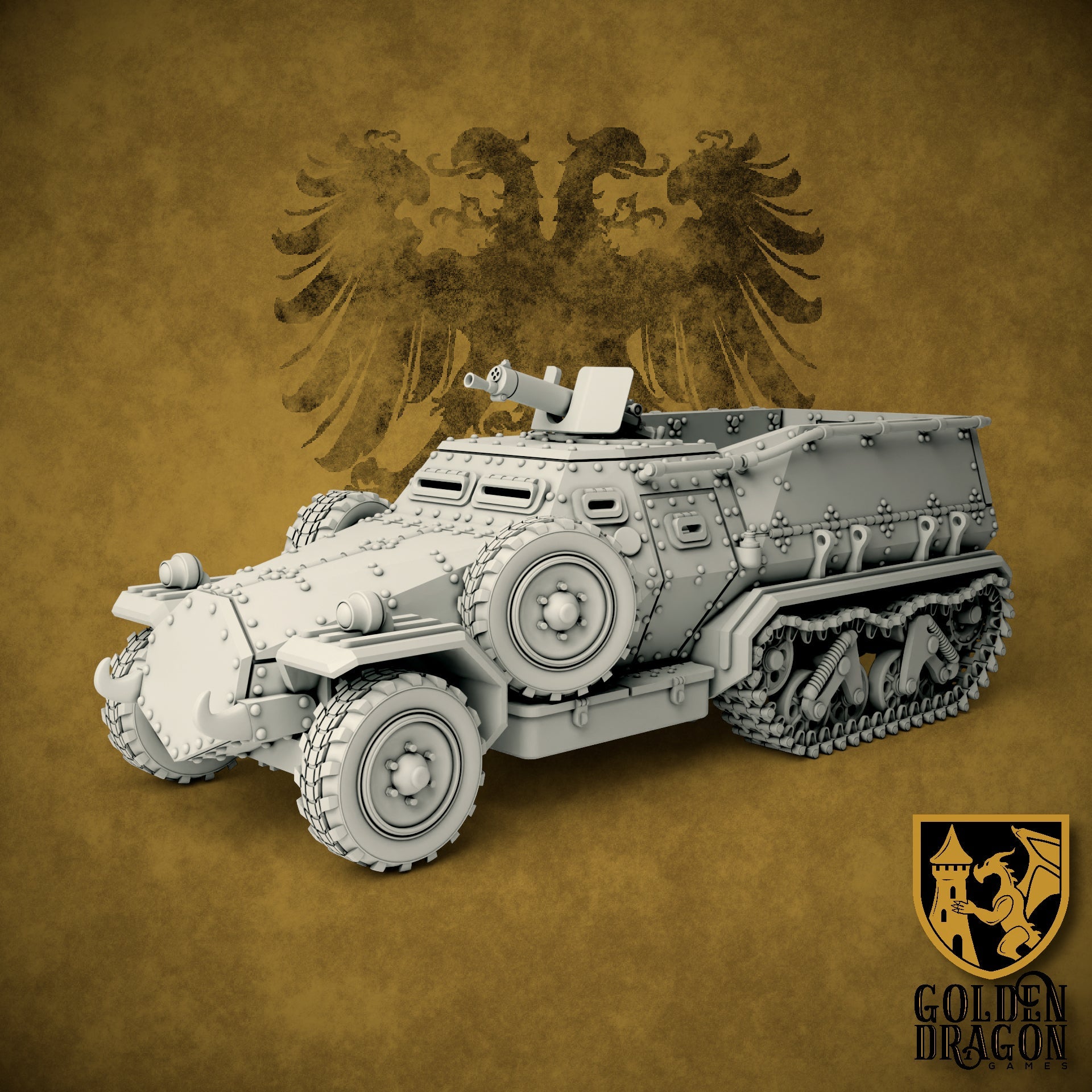 Holy Roman Empire 28M Wallenstein Armored Halftrack | Golden Dragon Games Weird WW2 Role Playing Miniatures