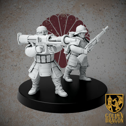 Empire of Japan Infantry Support Weapons | Golden Dragon Games Weird WW2 Missile Launcher Role Playing Miniatures