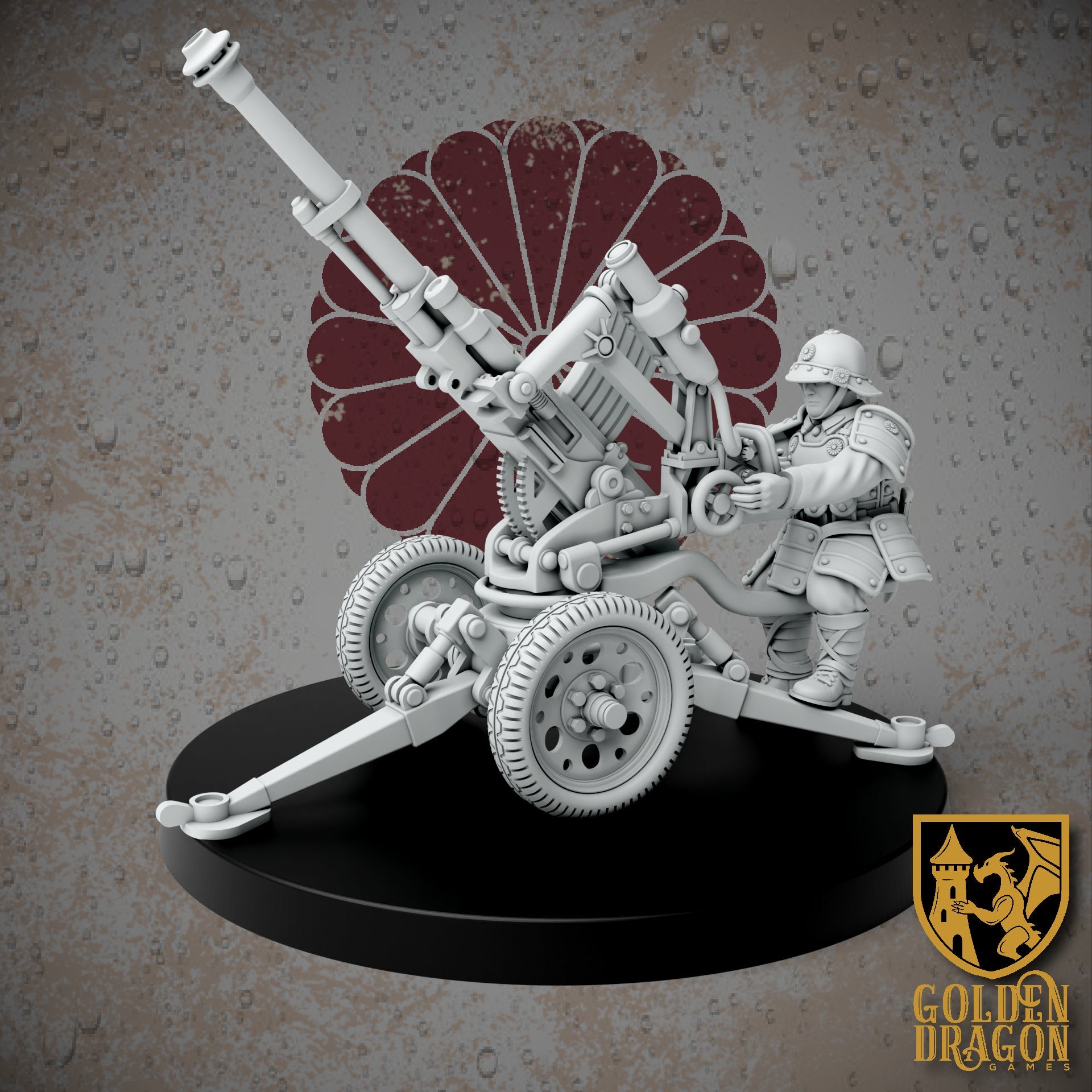 Empire of Japan Carriage Support Weapons | Golden Dragon Games Weird WW2 Anti Aircraft Cannon Role Playing Miniatures