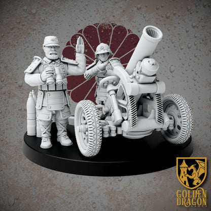 Empire of Japan Carriage Support Weapons | Golden Dragon Games Weird WW2 Battalion Howitzer Role Playing Miniatures