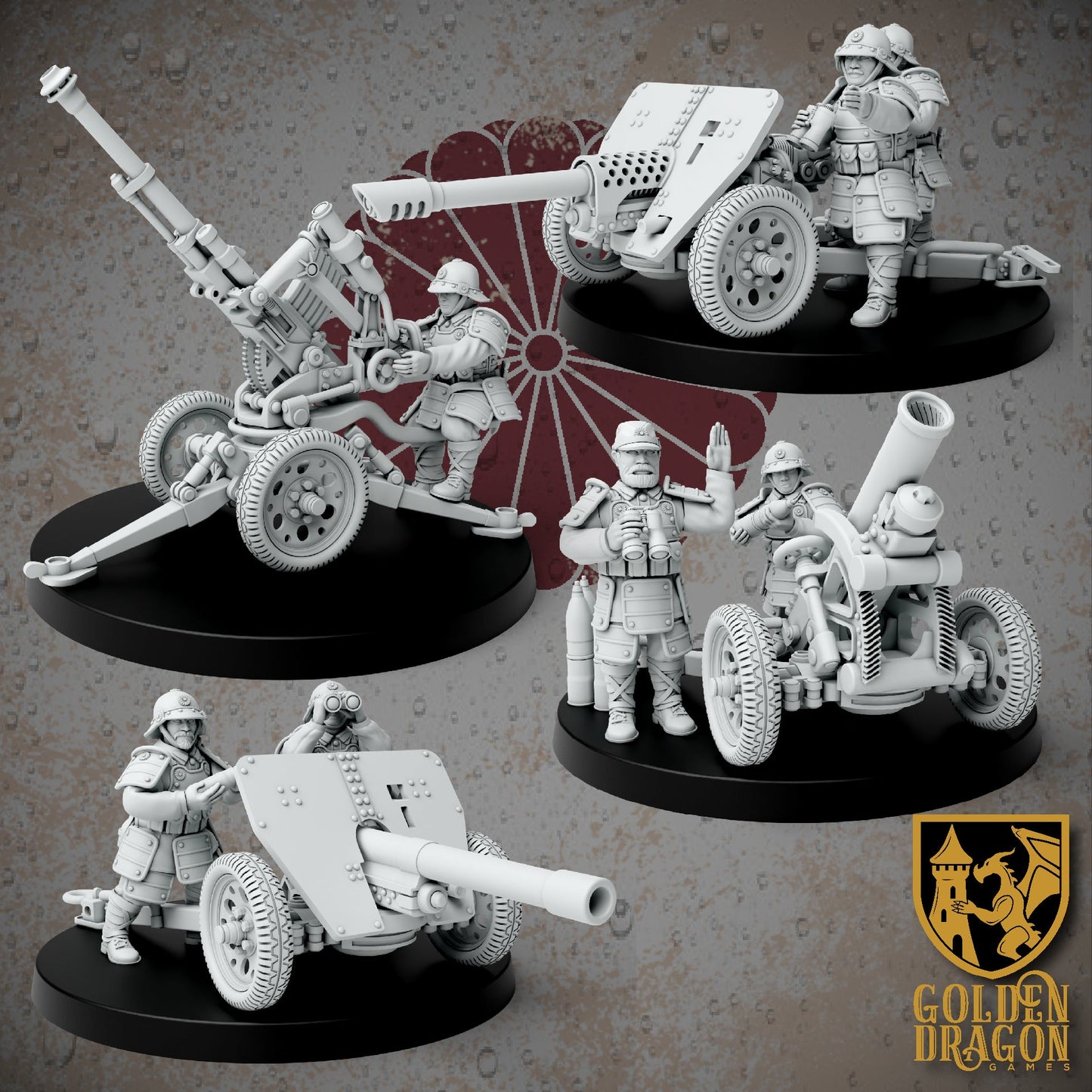 Empire of Japan Carriage Support Weapons | Golden Dragon Games Weird WW2 Role Playing Miniatures