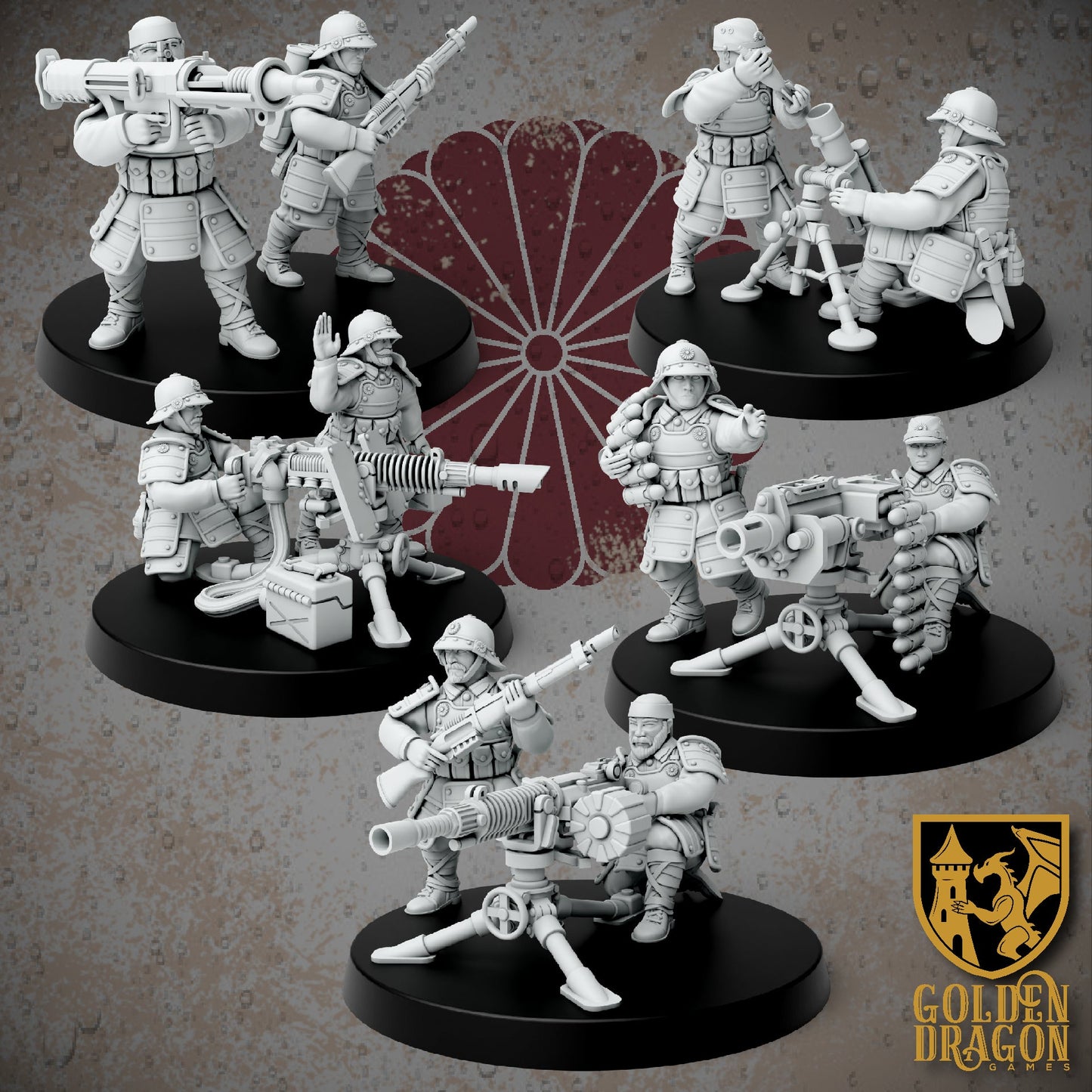 Empire of Japan Infantry Support Weapons | Golden Dragon Games Weird WW2 Role Playing Miniatures