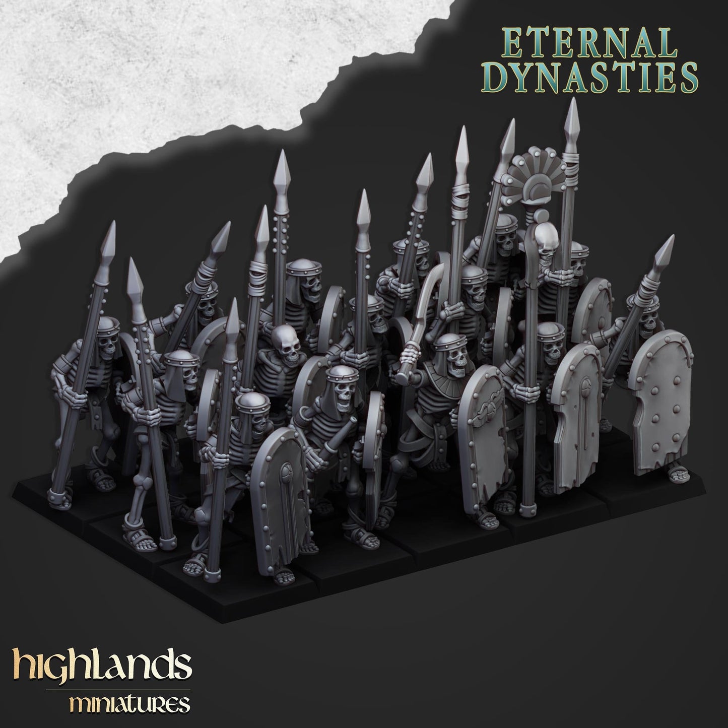 Eternal Dynasties Skeleton Spearmen | Highlands Miniatures 28/32mm Fantasy Wargaming Miniatures Role Playing Miniatures