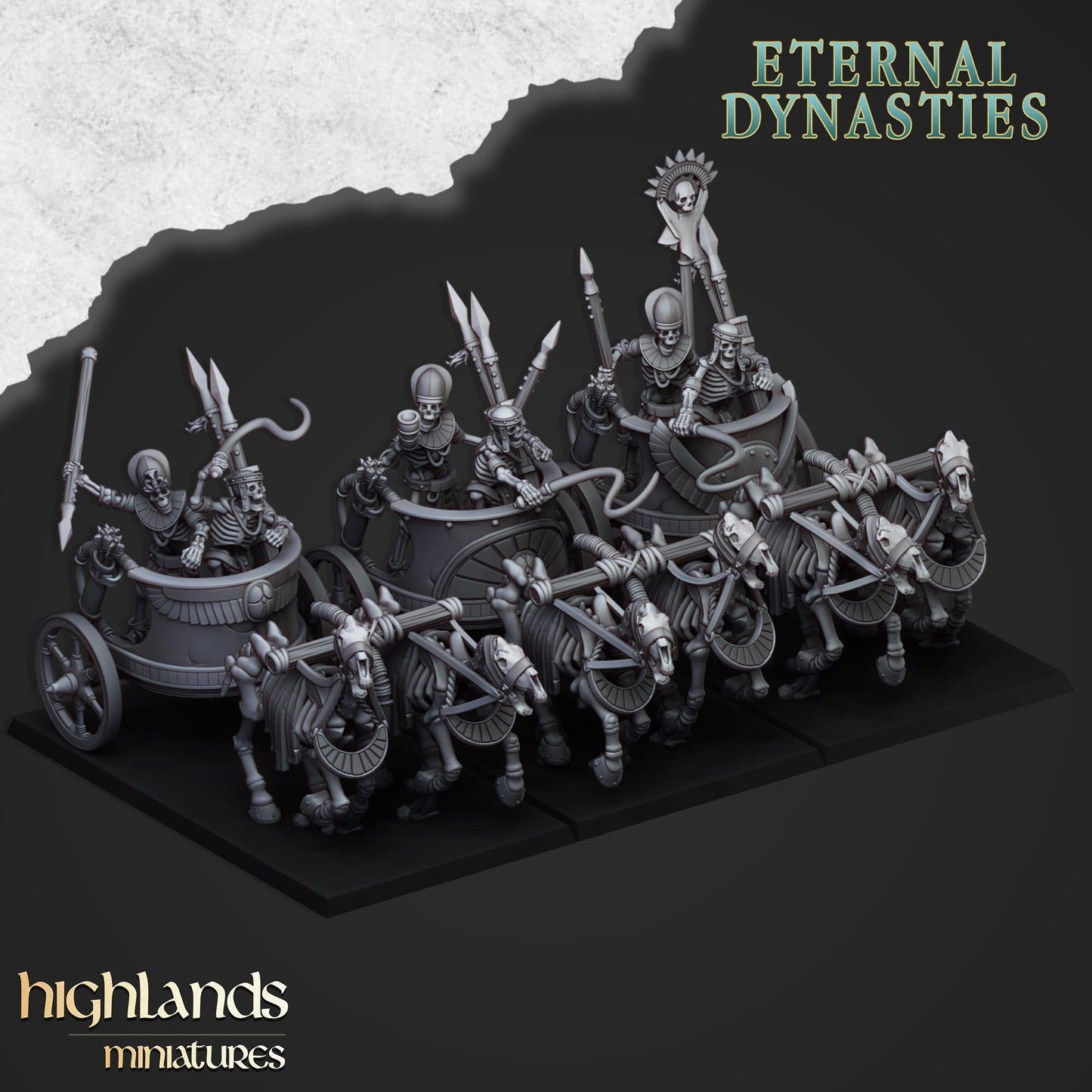 Eternal Dynasties Eternal Guard Chariots | Highlands Miniatures 28/32mm Fantasy Wargaming Miniatures Role Playing