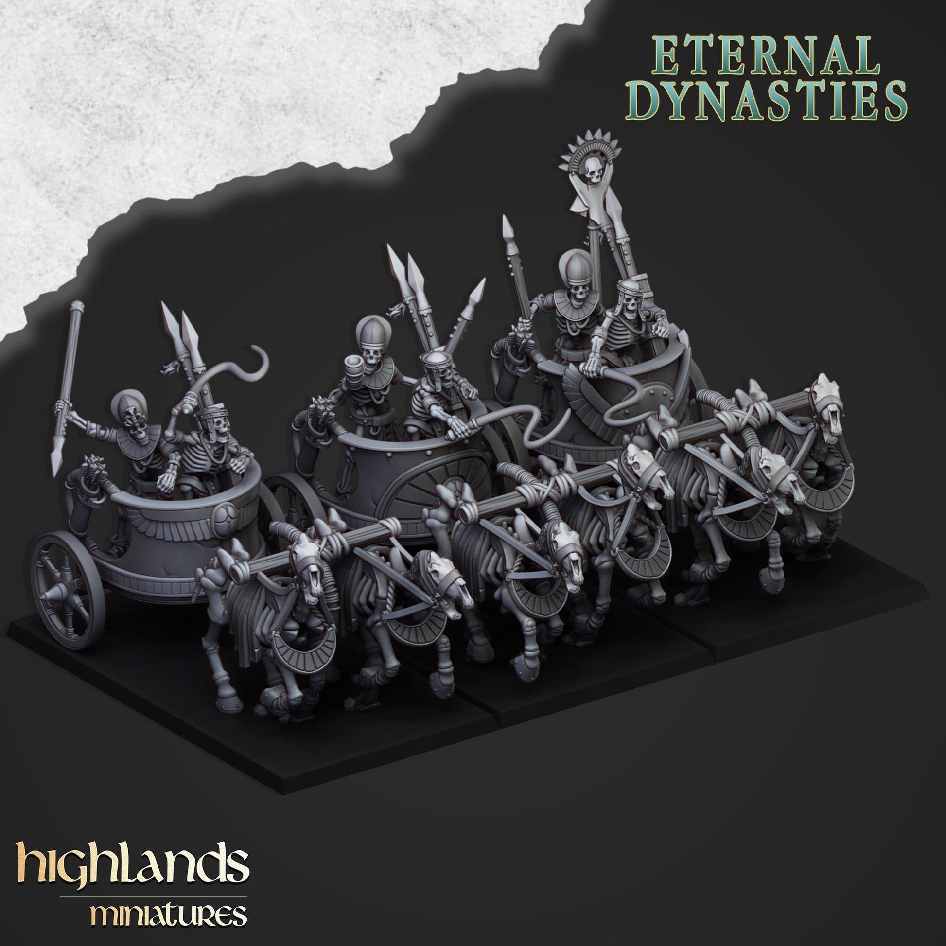 Eternal Dynasties Eternal Guard Chariots | Highlands Miniatures 28/32mm Fantasy Wargaming Miniatures Role Playing