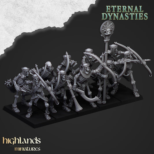 Eternal Dynasties Skeleton Archers | Highlands Miniatures 28/32mm Fantasy Wargaming Miniatures Role Playing Miniatures