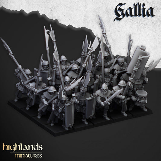 Kingdom of Gallia Men at Arms | Highlands Miniatures 28/32mm Fantasy Wargaming Miniatures Role Playing Miniatures