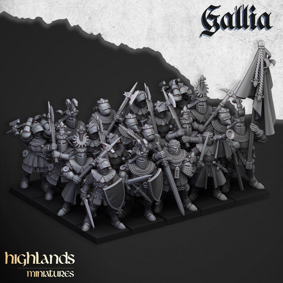 Kingdom of Gallia Dismounted Knights | Highlands Miniatures 28/32mm Fantasy Wargaming Miniatures Role Playing Miniatures