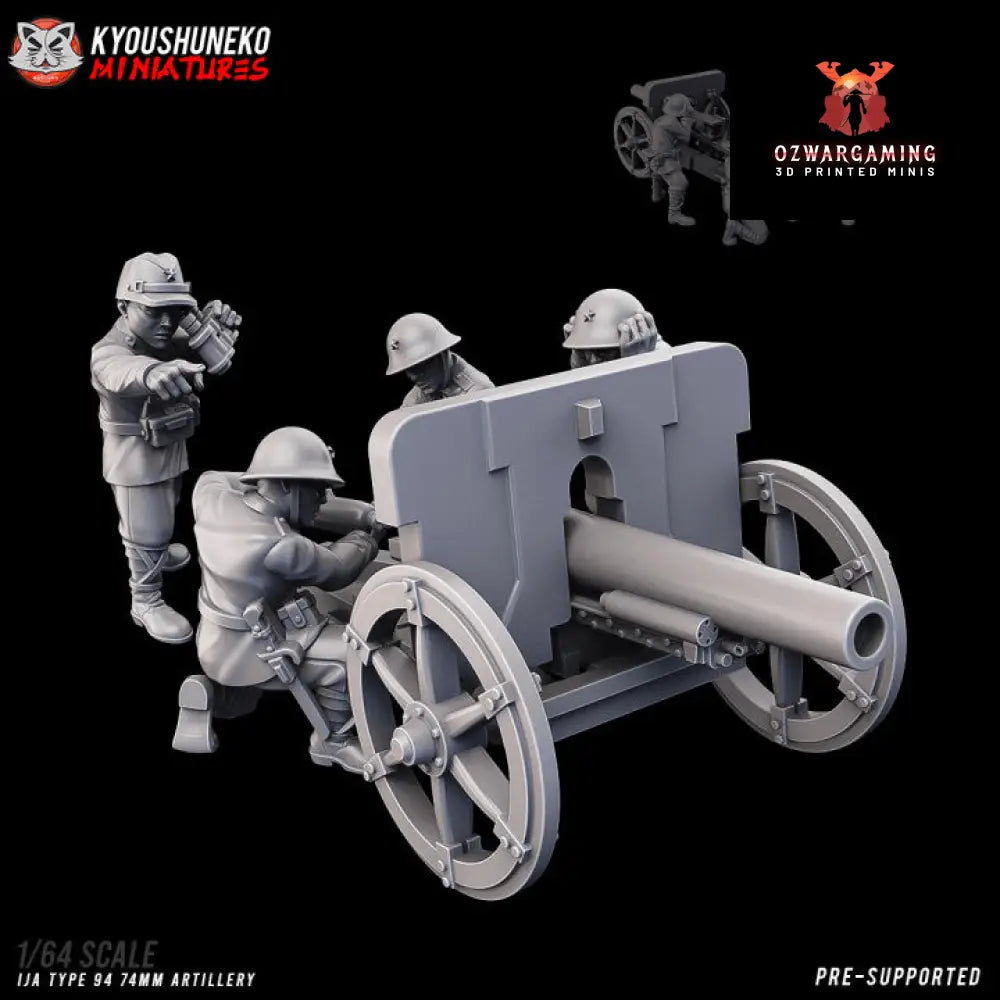 Imperial Japanese Type 94 74mm Artillery Team | Kyoushuneko 28mm WW2 Wargaming Miniatures Role Playing Miniatures