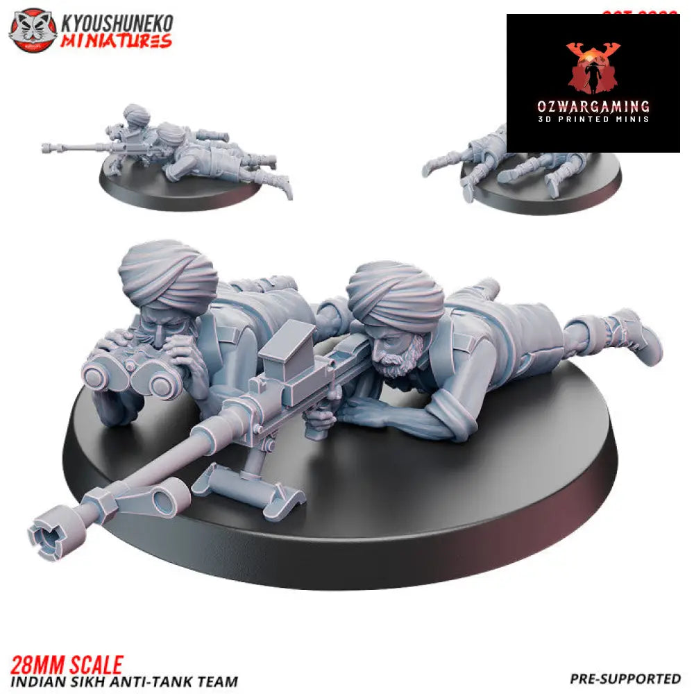 Indian Sikh AT Rifle Team | Kyoushuneko 28mm WW2 Wargaming Miniatures Role Playing Miniatures