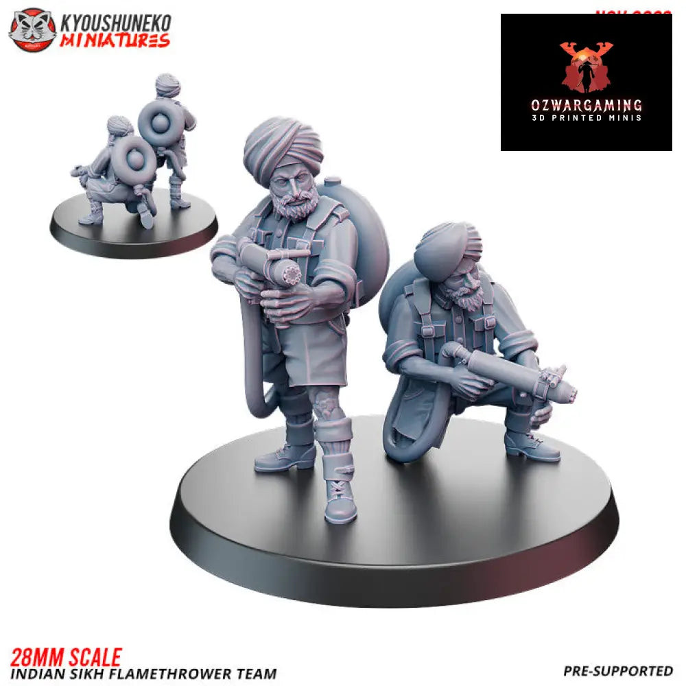 Indian Sikh Flamethrowers | Kyoushuneko 28mm WW2 Wargaming Miniatures Role Playing Miniatures