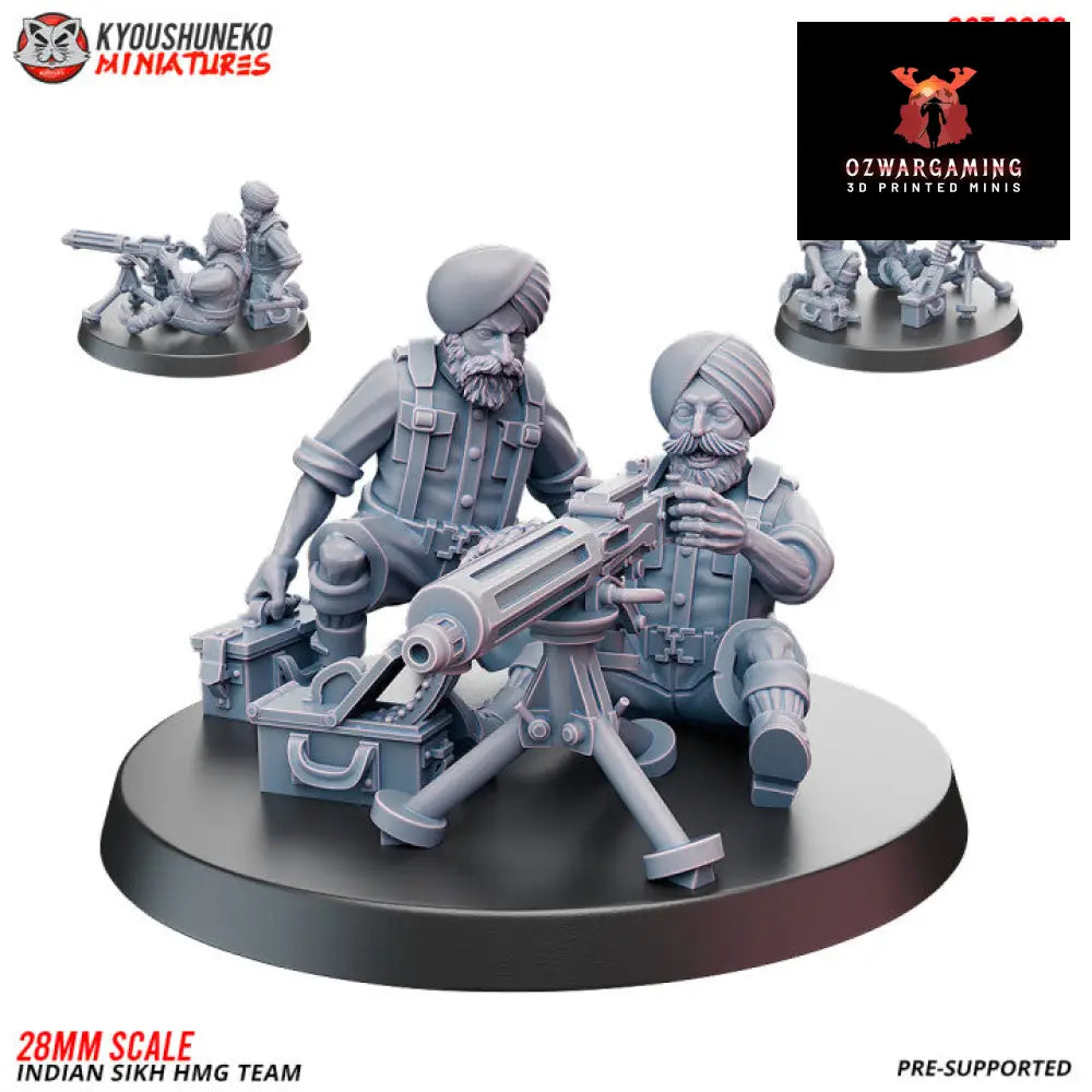 Indian Sikh HMG Team | Kyoushuneko 28mm WW2 Wargaming Miniatures Role Playing Miniatures