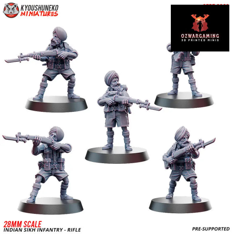 Indian Sikh Rifle Infantry | Kyoushuneko 28mm WW2 Wargaming Miniatures Role Playing Miniatures
