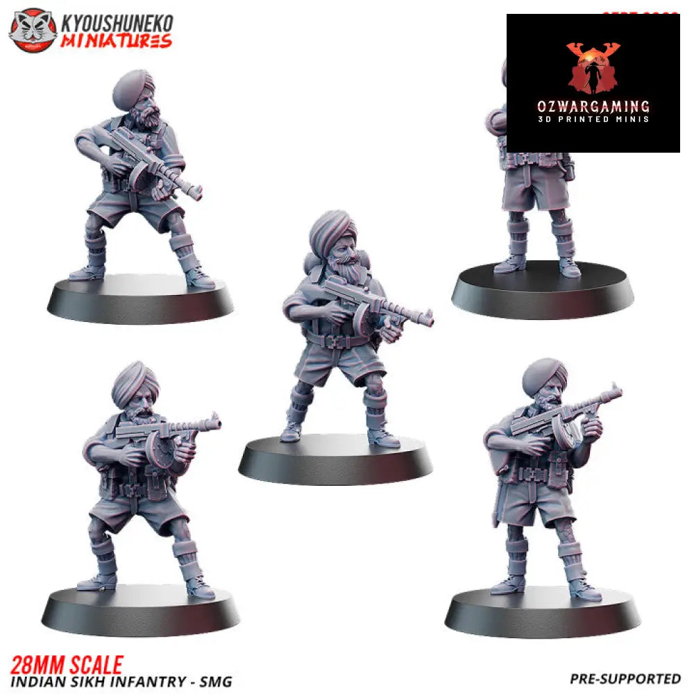 Indian Sikh SMG Infantry | Kyoushuneko 28mm WW2 Wargaming Miniatures Role Playing Miniatures
