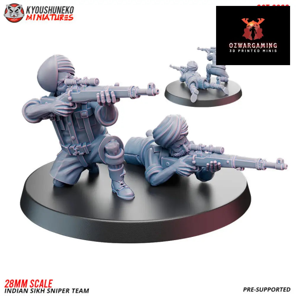 Indian Sikh Sniper Team | Kyoushuneko 28mm WW2 Wargaming Miniatures Role Playing Miniatures