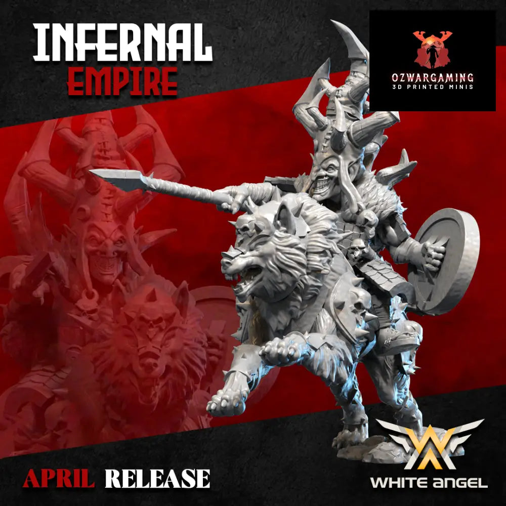 Infernal Dwarf Goblin Commander on Wolf | White Angel 28/32mm Fantasy Wargaming Miniatures Role Playing Miniatures