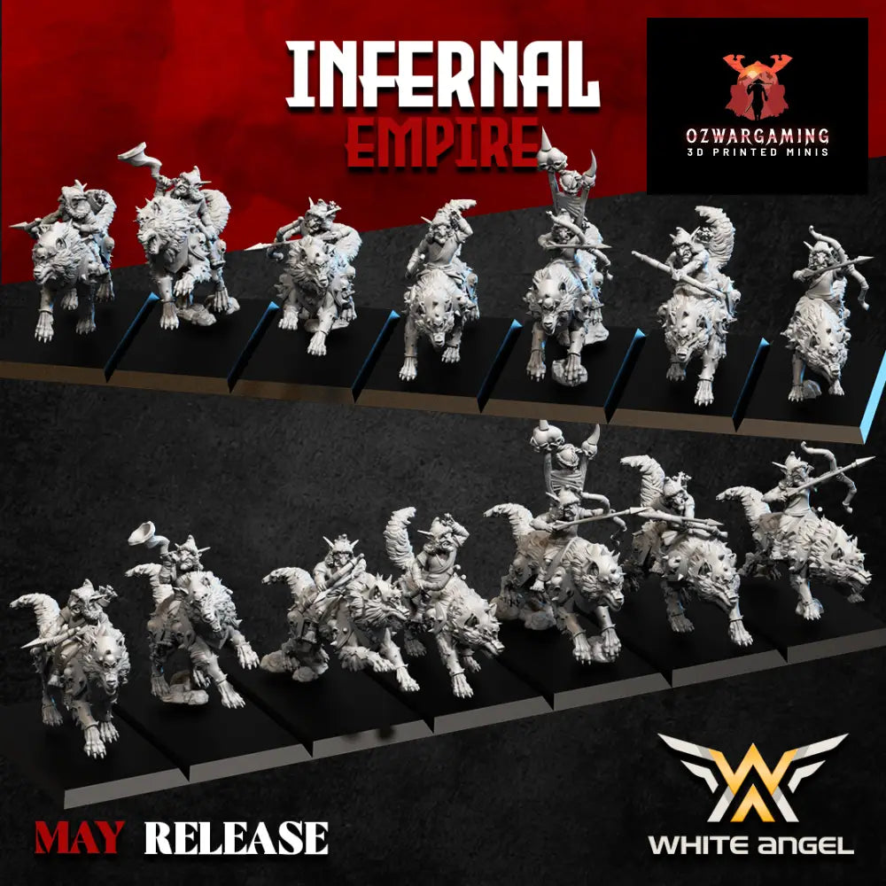 Infernal Dwarf Goblin Wolf Archers | White Angel 28/32mm Fantasy Wargaming Miniatures Role Playing Miniatures