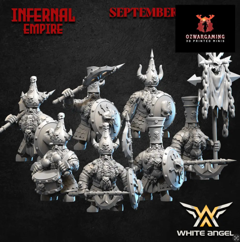 Infernal Dwarf Warriors Shield | White Angel 28/32mm Fantasy Wargaming Miniatures