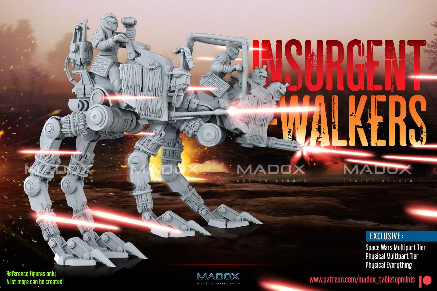 Red Skinned Insurgents Walker | Warbear Studios 28mm SciFi Wargaming Miniatures Role Playing Miniatures