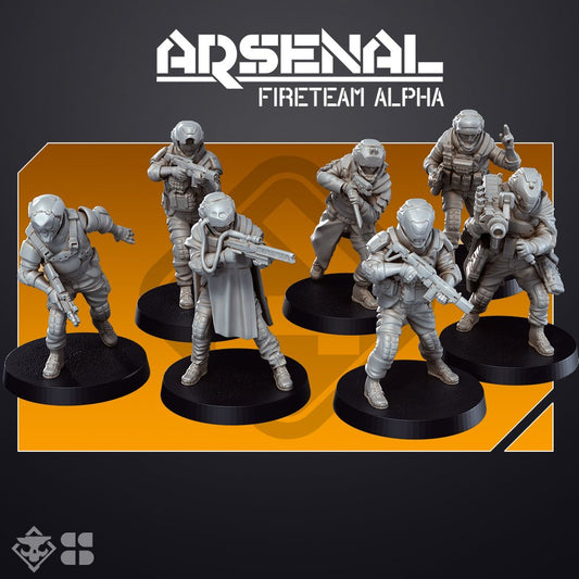 ARSENAL INFANTRY: Fireteam Alpha | Skullforge Studios 32mm Wargaming Miniatures Role Playing Miniatures
