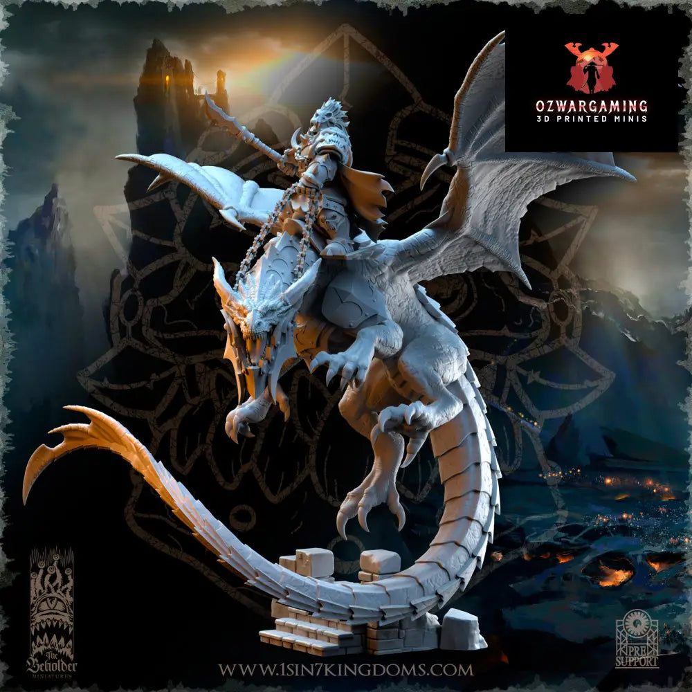 Khur Gann Nestah Orc Warlord on Dragon | The Beholder Miniatures 28/32mm Fantasy Wargaming Miniatures