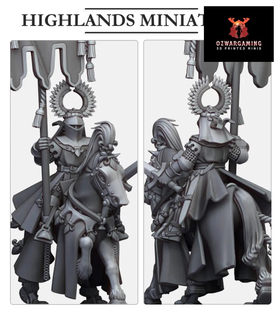 Kingdom Of Gallia Battle Standard Bearer | Highlands Miniatures 28/32mm Fantasy Wargaming Miniatures Role Playing