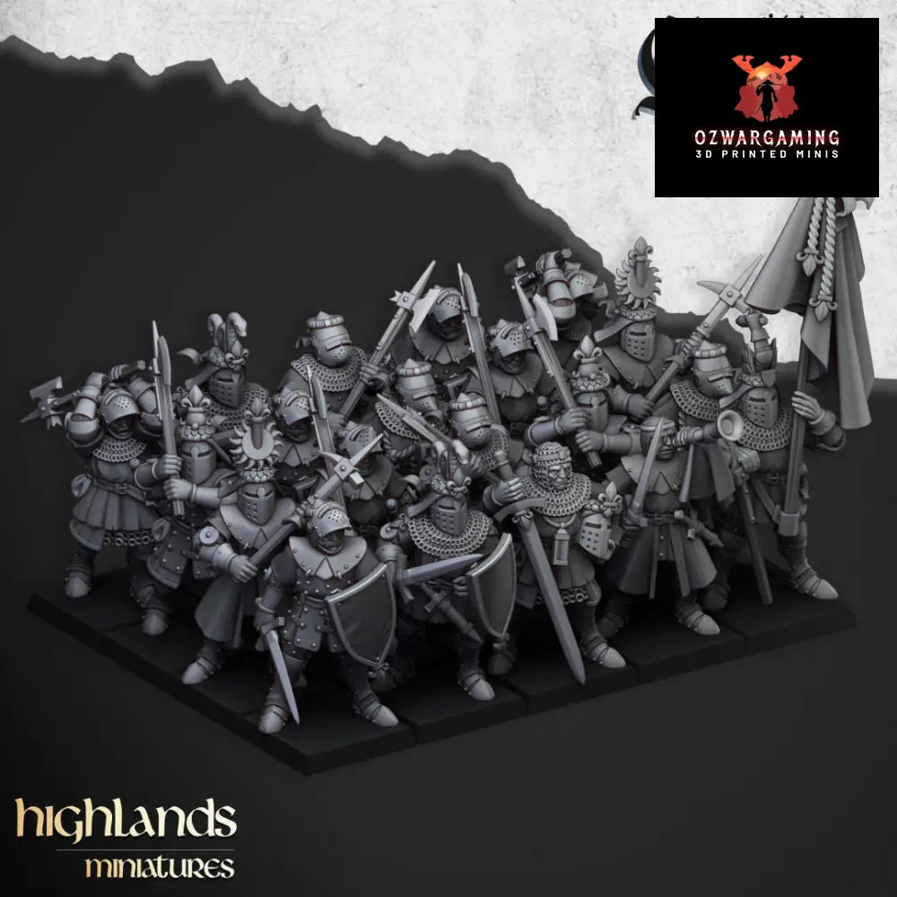 Kingdom of Gallia Dismounted Knights | Highlands Miniatures 28/32mm Fantasy Wargaming Miniatures Role Playing Miniatures