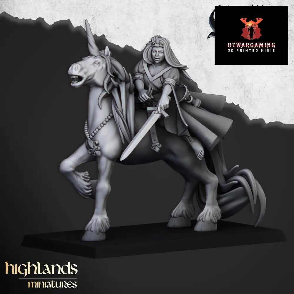 Kingdom Of Gallia Lady on Unicorn | Highlands Miniatures 28/32mm Fantasy Wargaming Miniatures Role Playing Miniatures