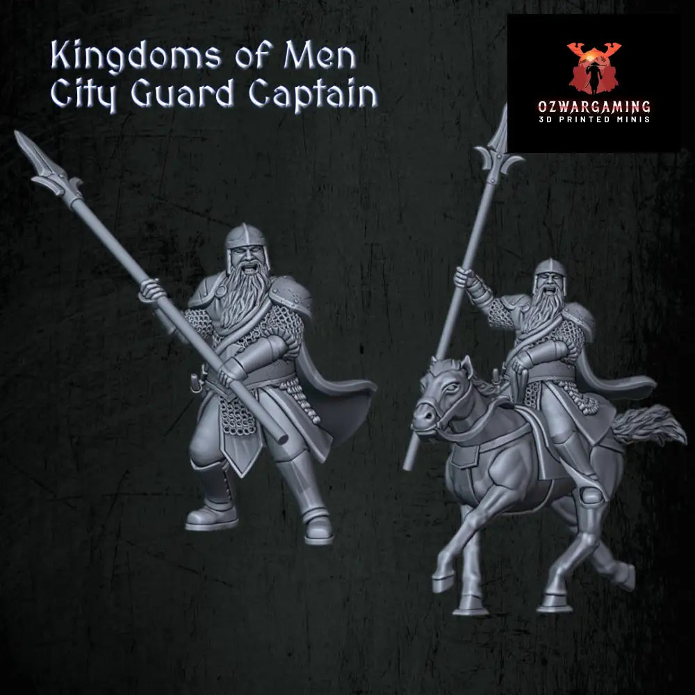 Kingdoms of Men City Guard Captain | Quartermaster3D 25mm Fantasy Wargaming Miniatures Role Playing Miniatures