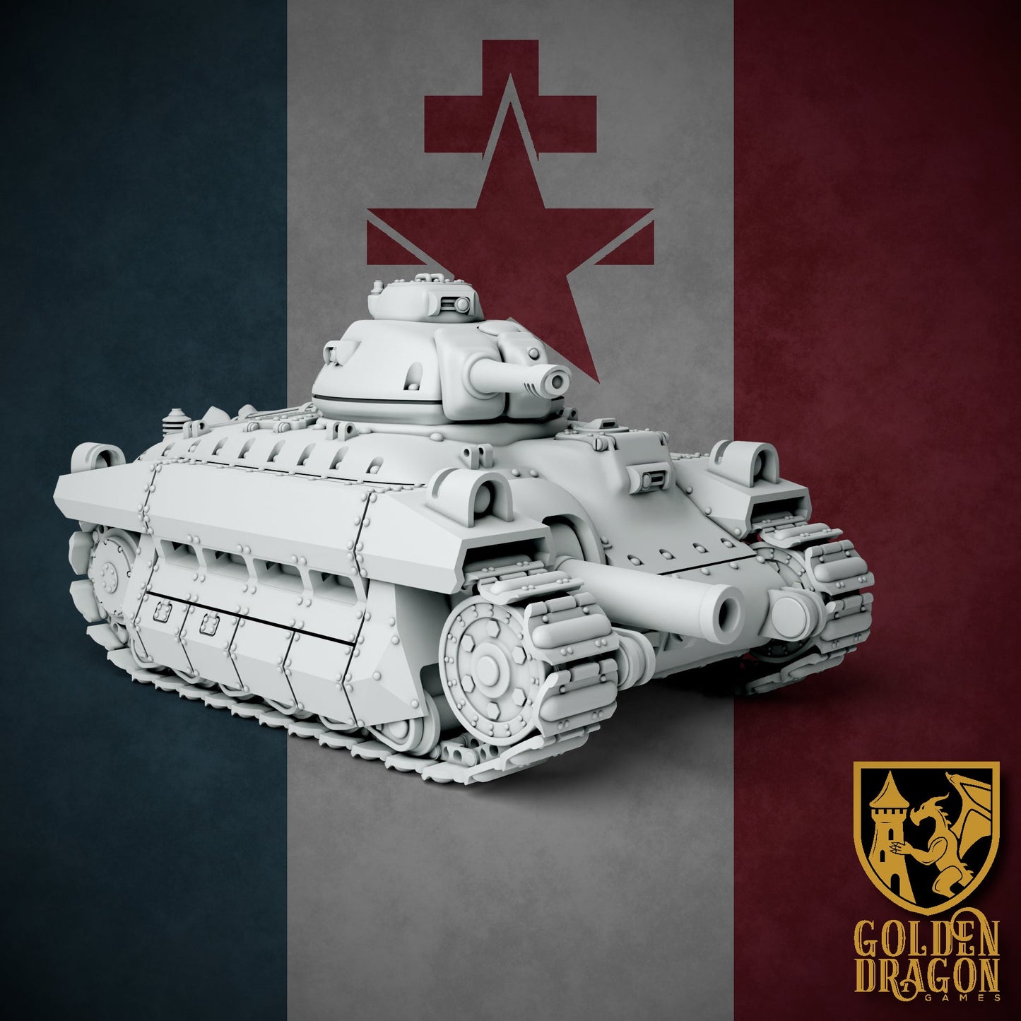 New French Republic R-18 Liberte Battle Tank | Golden Dragon Games Weird WW2 Role Playing Miniatures