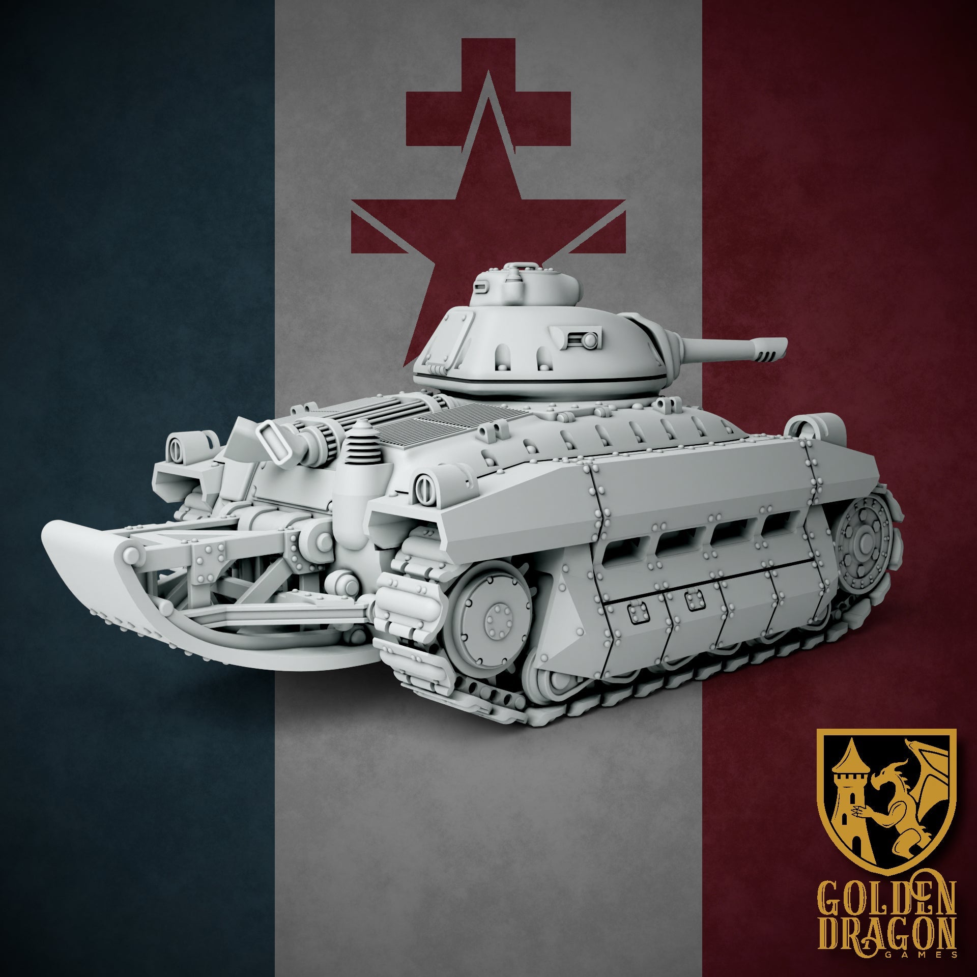 New French Republic R-18 Liberte Battle Tank | Golden Dragon Games Weird WW2 Role Playing Miniatures