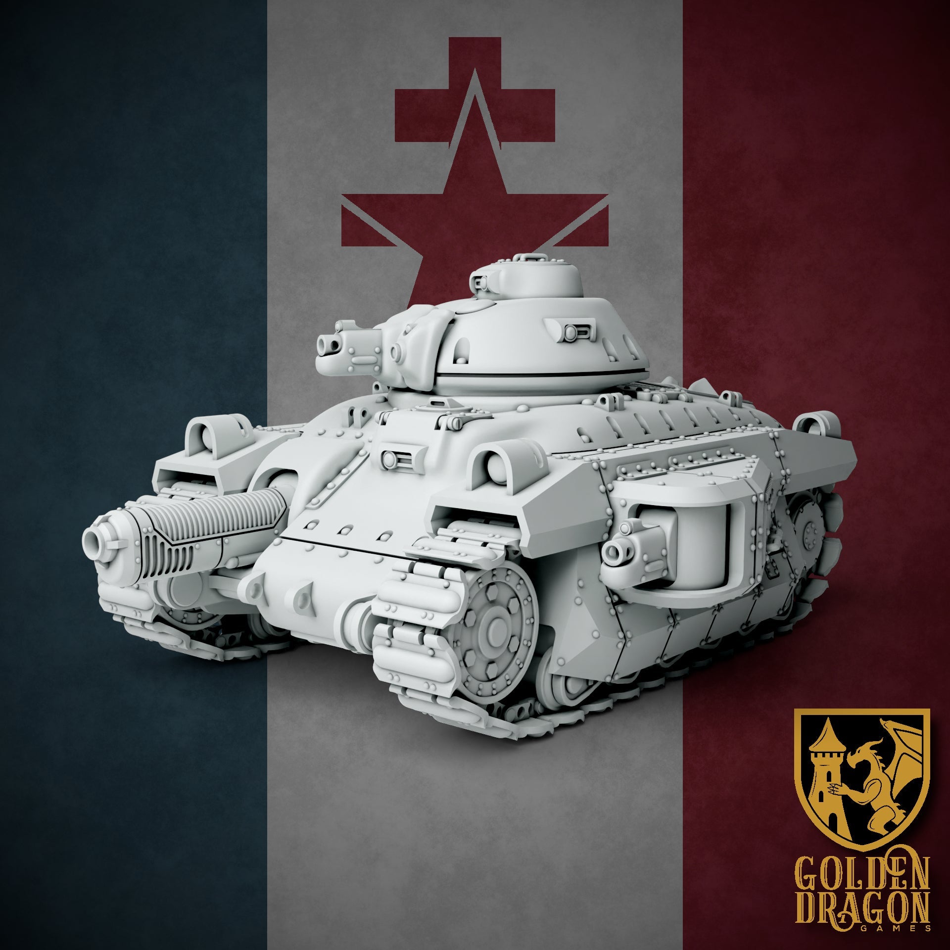 New French Republic R-18 Liberte Battle Tank | Golden Dragon Games Weird WW2 Role Playing Miniatures