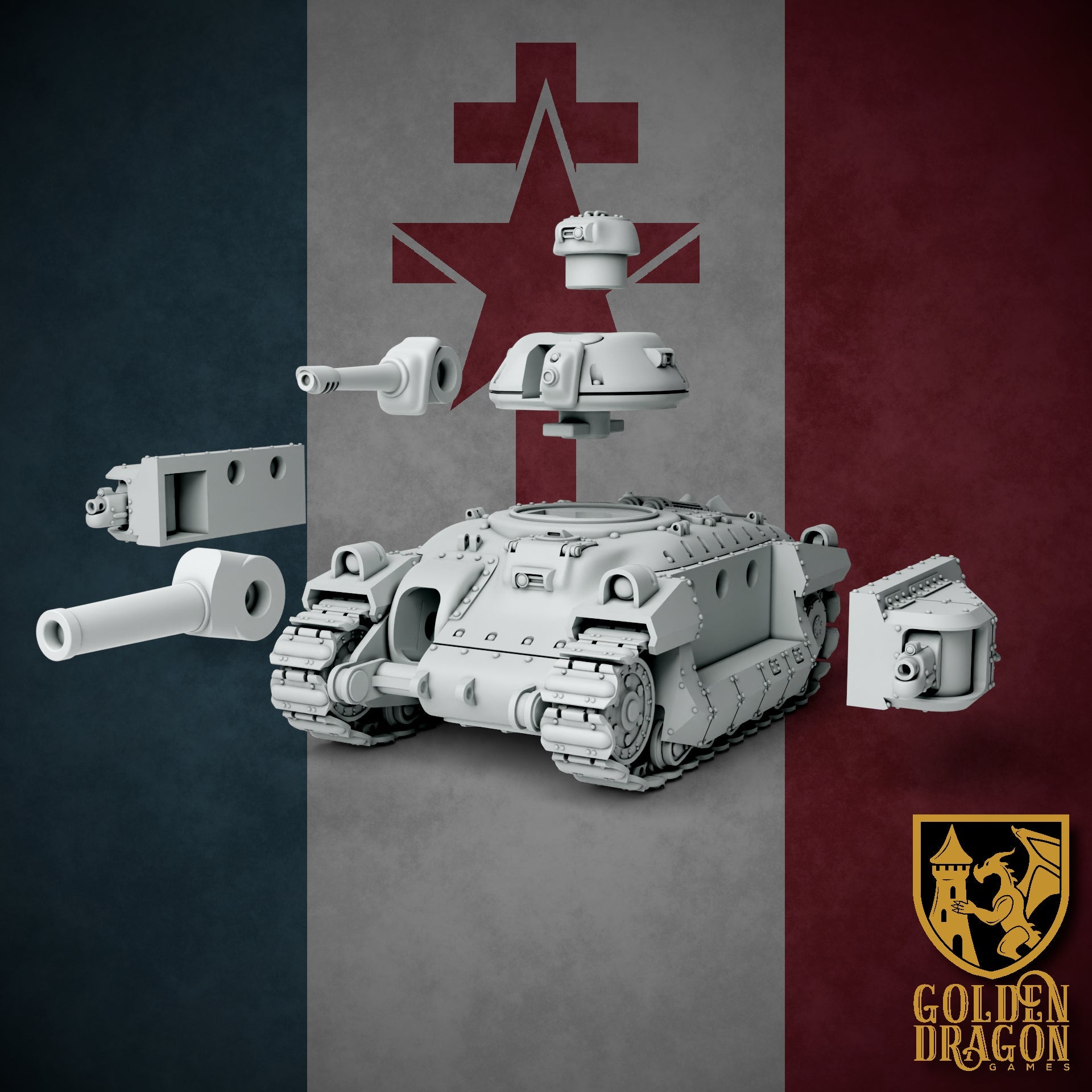 New French Republic R-18 Liberte Battle Tank | Golden Dragon Games Weird WW2 Role Playing Miniatures