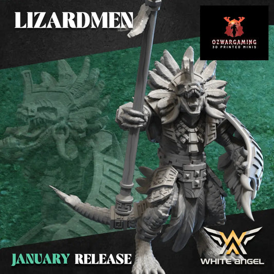 Lizardmen Commander | White Angel 28/32mm Fantasy Wargaming Miniatures