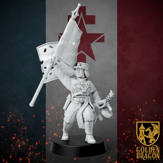 New French Republic Major Marie Courtemanche | Golden Dragon Games Weird WW2 Role Playing Miniatures
