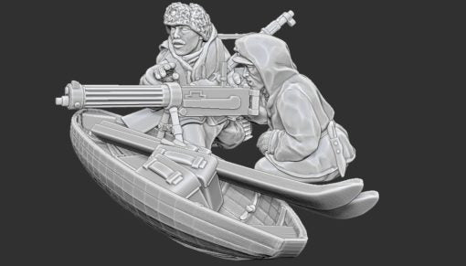 Finnish Maxim on Sled Team | Propylene Foliescu 28mm WW2 Wargaming Miniatures Role Playing Miniatures
