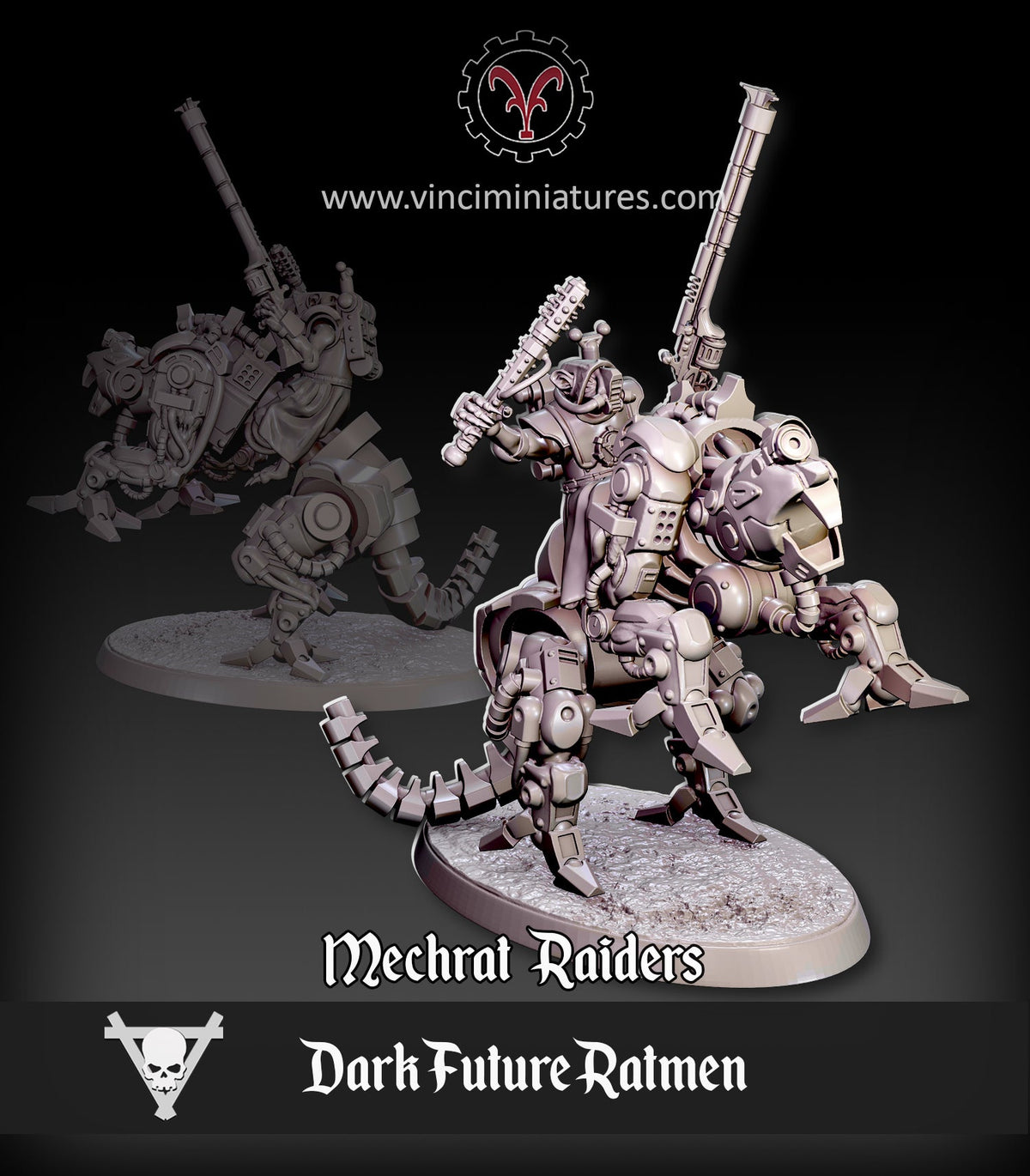Verminkin Dark Future Mechrat Raiders | Vinci Miniatures 28/32mm Fantasy Wargaming Miniatures Role Playing Miniatures