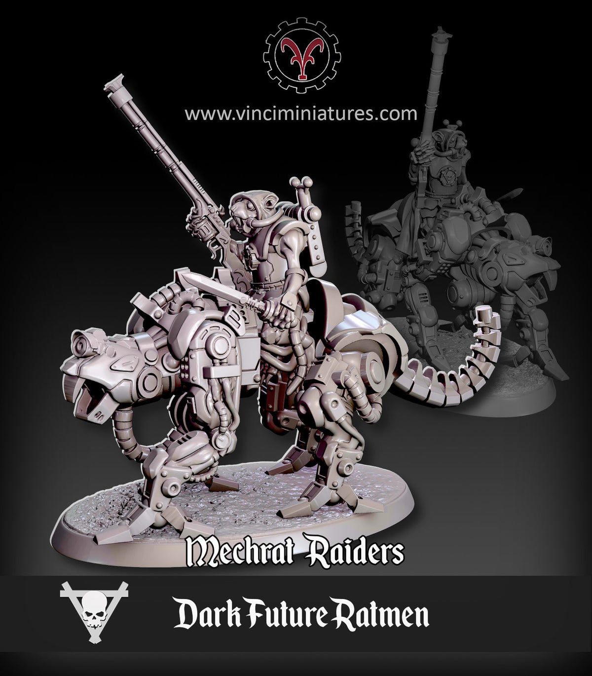 Verminkin Dark Future Mechrat Raiders | Vinci Miniatures 28/32mm Fantasy Wargaming Miniatures Role Playing Miniatures