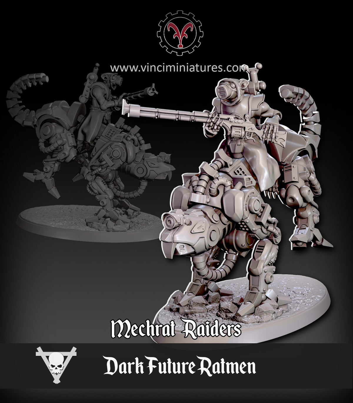 Verminkin Dark Future Mechrat Raiders | Vinci Miniatures 28/32mm Fantasy Wargaming Miniatures Role Playing Miniatures