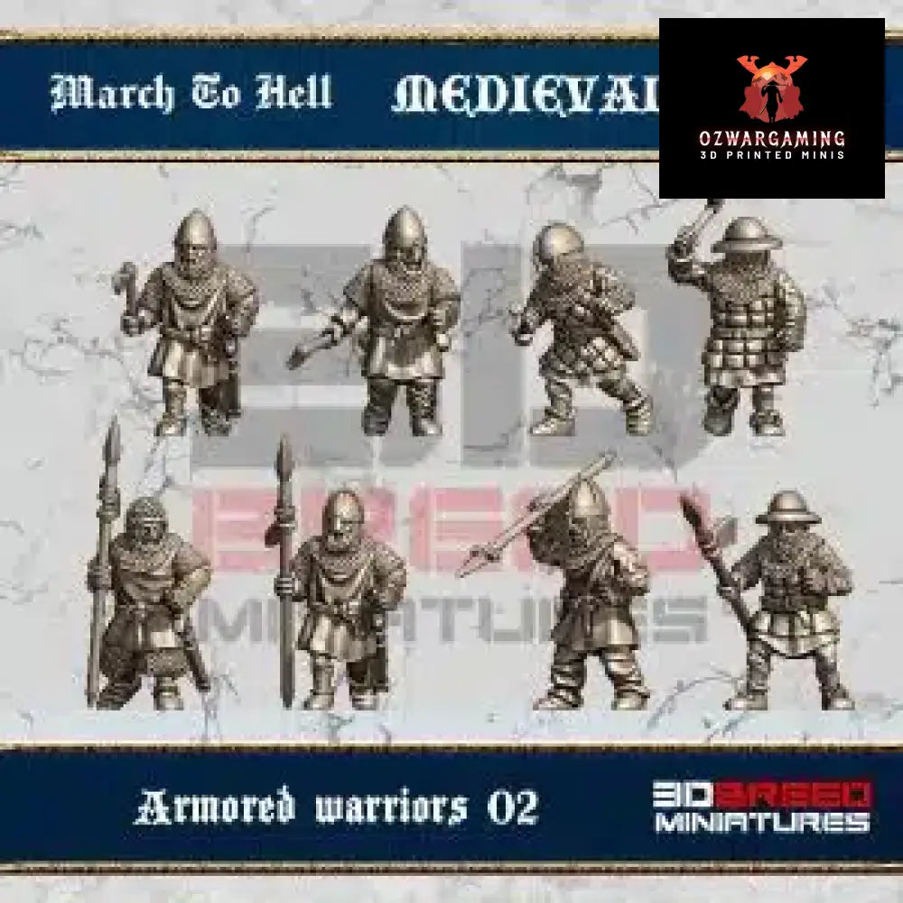 Medieval West European Armored Warriors 2 | 3DBreed 15mm Wargaming Miniatures Role Playing Miniatures