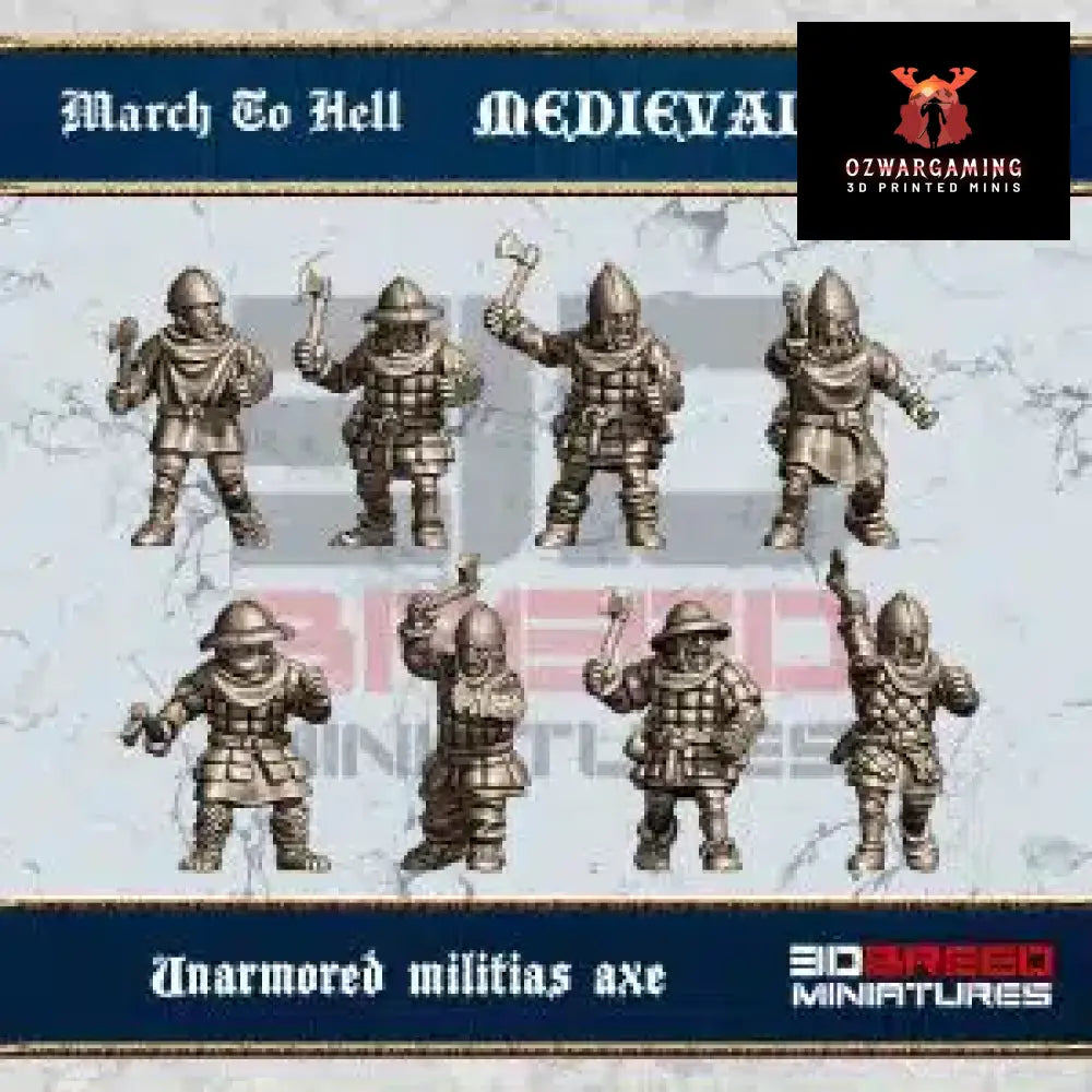 Medieval West European Axe Militia | 3DBreed 15mm Wargaming Miniatures Role Playing Miniatures