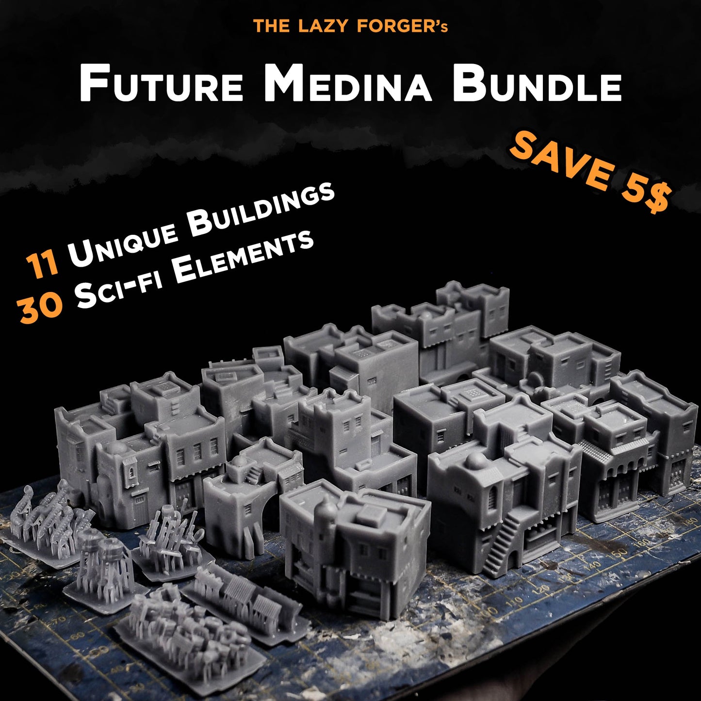 Future Medina Bundle | The Lazy Forger 6-8mm Sci Fi Wargaming Terrain Role Playing Miniatures