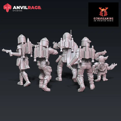 Mercenary Party | Anvilrage Galactic SciFi Miniatures 32mm 1/47 Legion Scale Role Playing Miniatures