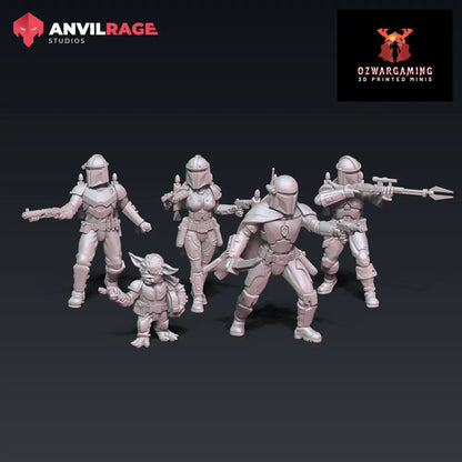 Mercenary Party | Anvilrage Galactic SciFi Miniatures 32mm 1/47 Legion Scale Role Playing Miniatures