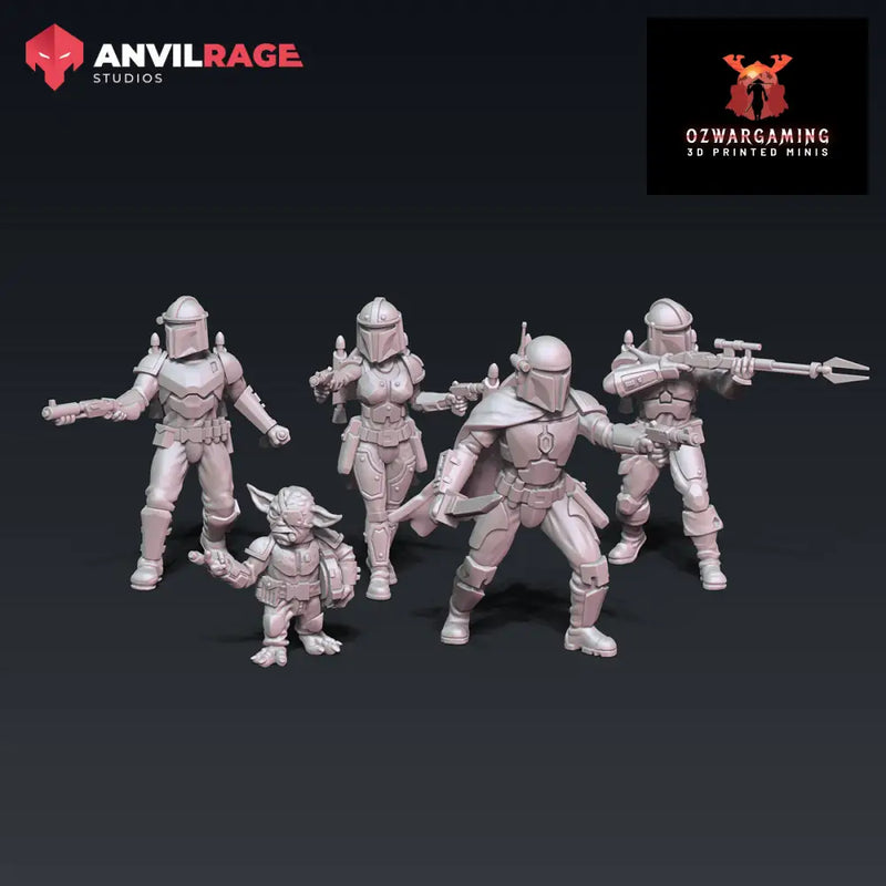 Mercenary Party | Anvilrage Galactic SciFi Miniatures 32mm 1/47 Legion Scale Role Playing Miniatures