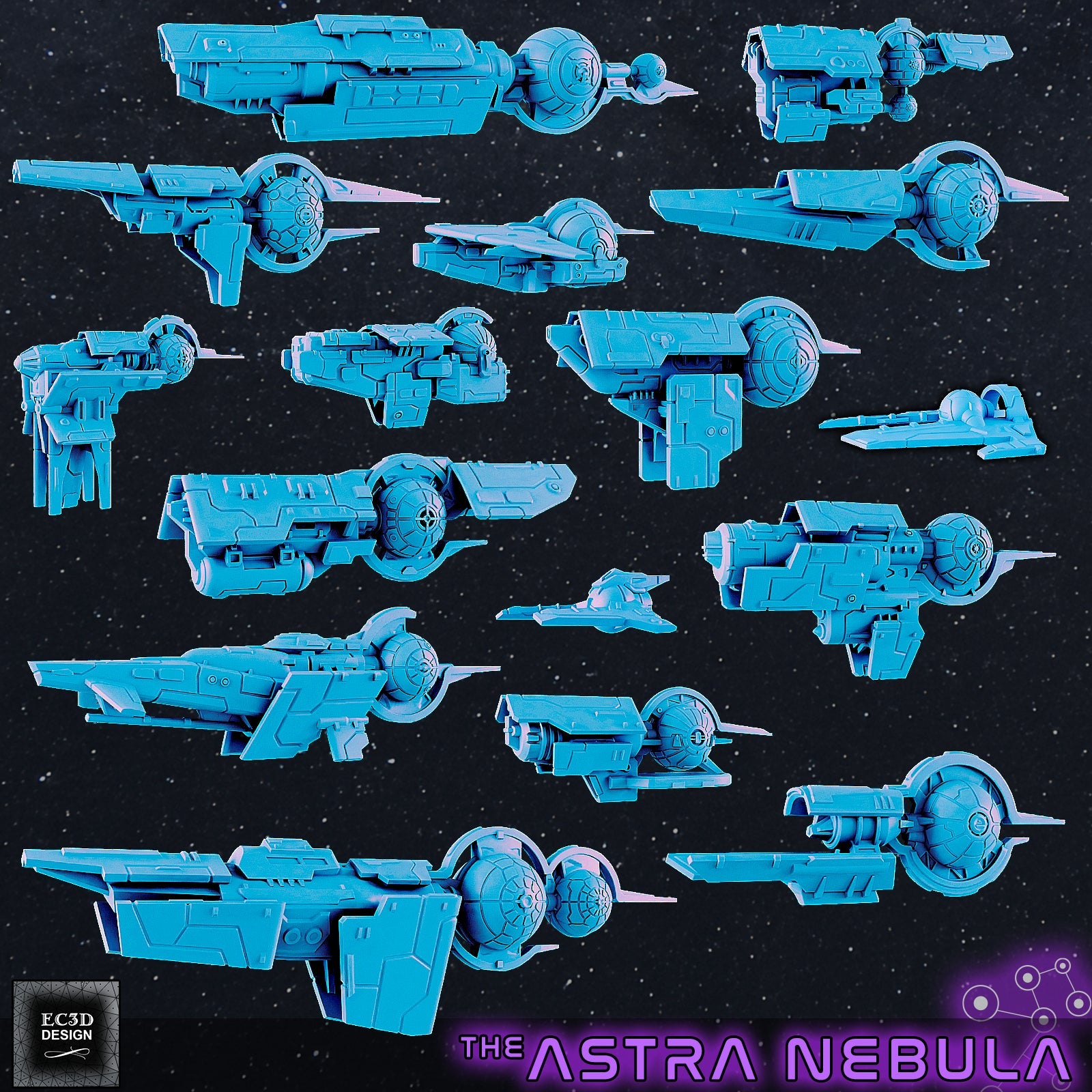 Merconian Fleet | EC3D Fleet Scale Sci Fi Miniatures Role Playing Miniatures