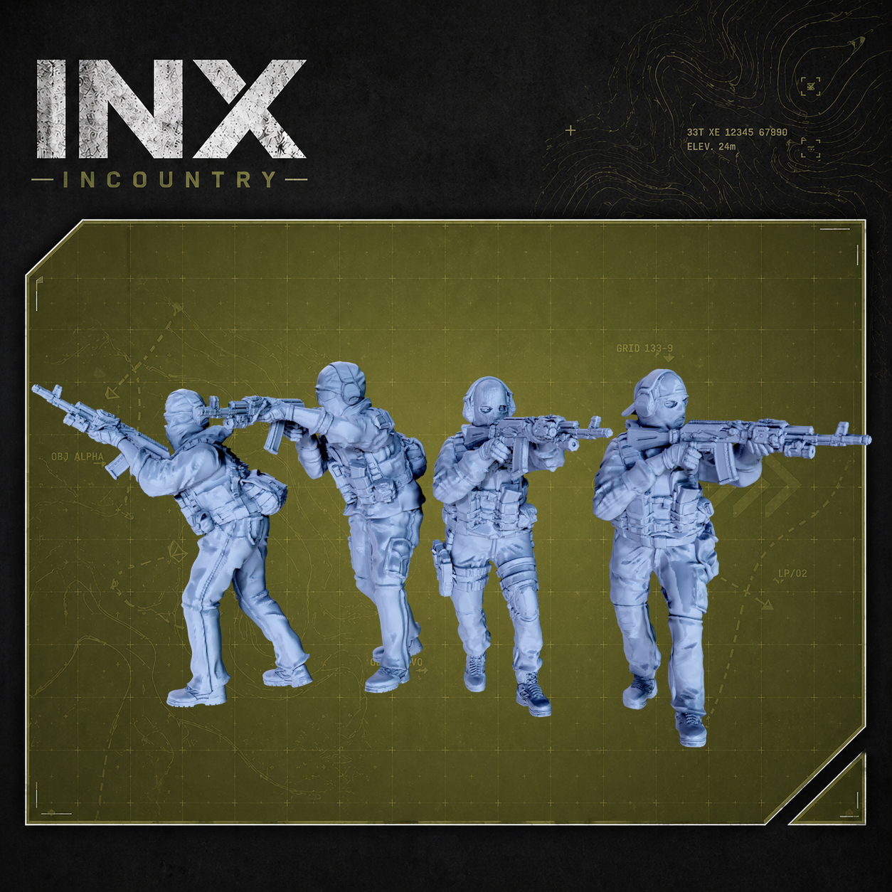 INX Incountry Legacy Eastern Mercenary Fireteam |  Echo Dark Studios Modern Military Wargaming Miniatures