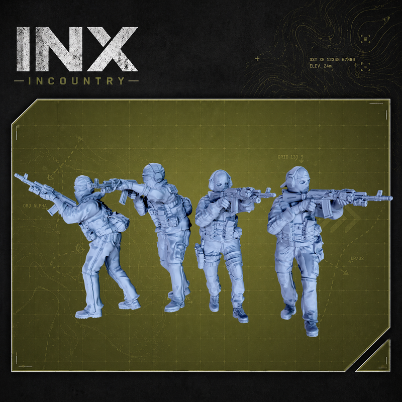 INX Incountry Legacy Eastern Mercenary Fireteam |  Echo Dark Studios Modern Military Wargaming Miniatures