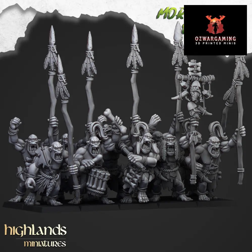 Moredhun’s Feral Orcs Spears | Highlands Miniatures 28/32mm Fantasy Wargaming Miniatures Role Playing Miniatures
